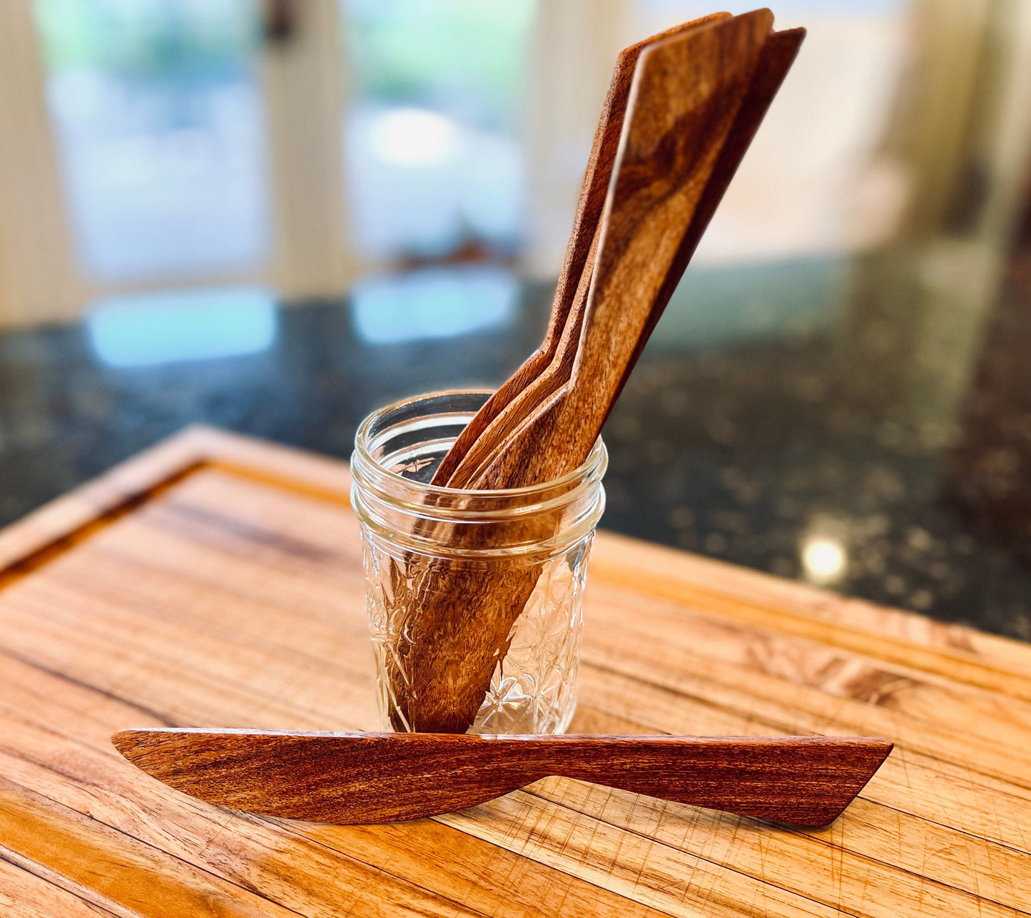 Handmade Mesquite Wood Butter Knife Jam Cheese Spreader Unique Gift Wooden Knife Sandwich Condiment Spreader Made in USA (Texas)